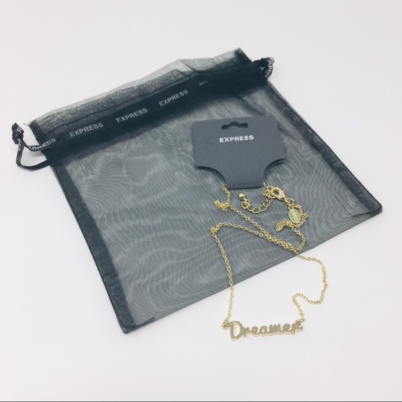 Express Dreamer Script Pendant Necklace Gold Tone - Picture 3 of 8